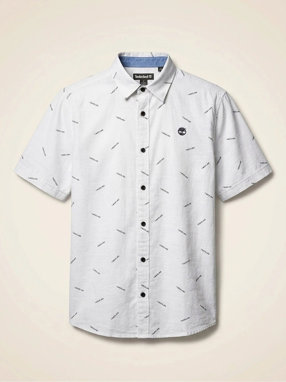 Timberland Men's Button Down Shirt White & Blue Size XL